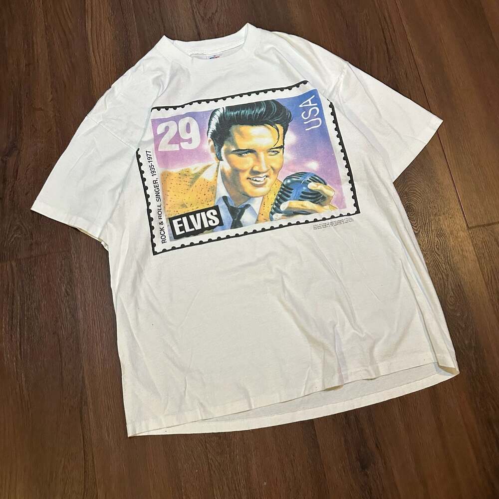 Vintage 1992 Elvis Presley 29 Cent Stamp T-Shirt White Single Stitch XL